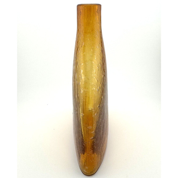 Vintage AMICI 20th Century Bubble Glass Bell-Shaped VASE Bottle 5”+ ~ Amber/Gold - Picture 4 of 8